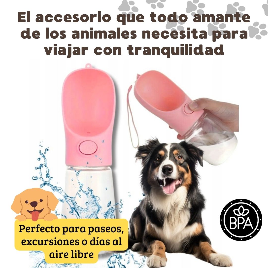 Bebedero Portátil para Mascotas con Botón Dosificador 💧 | Hidratación Instantánea, Sin Derrames y Siempre a Mano 🐾