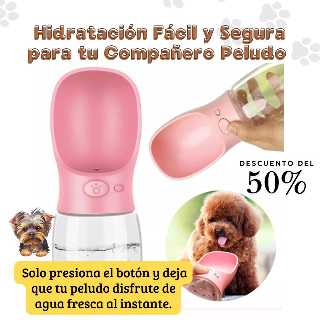 Bebedero Portátil para Mascotas con Botón Dosificador 💧 | Hidratación Instantánea, Sin Derrames y Siempre a Mano 🐾